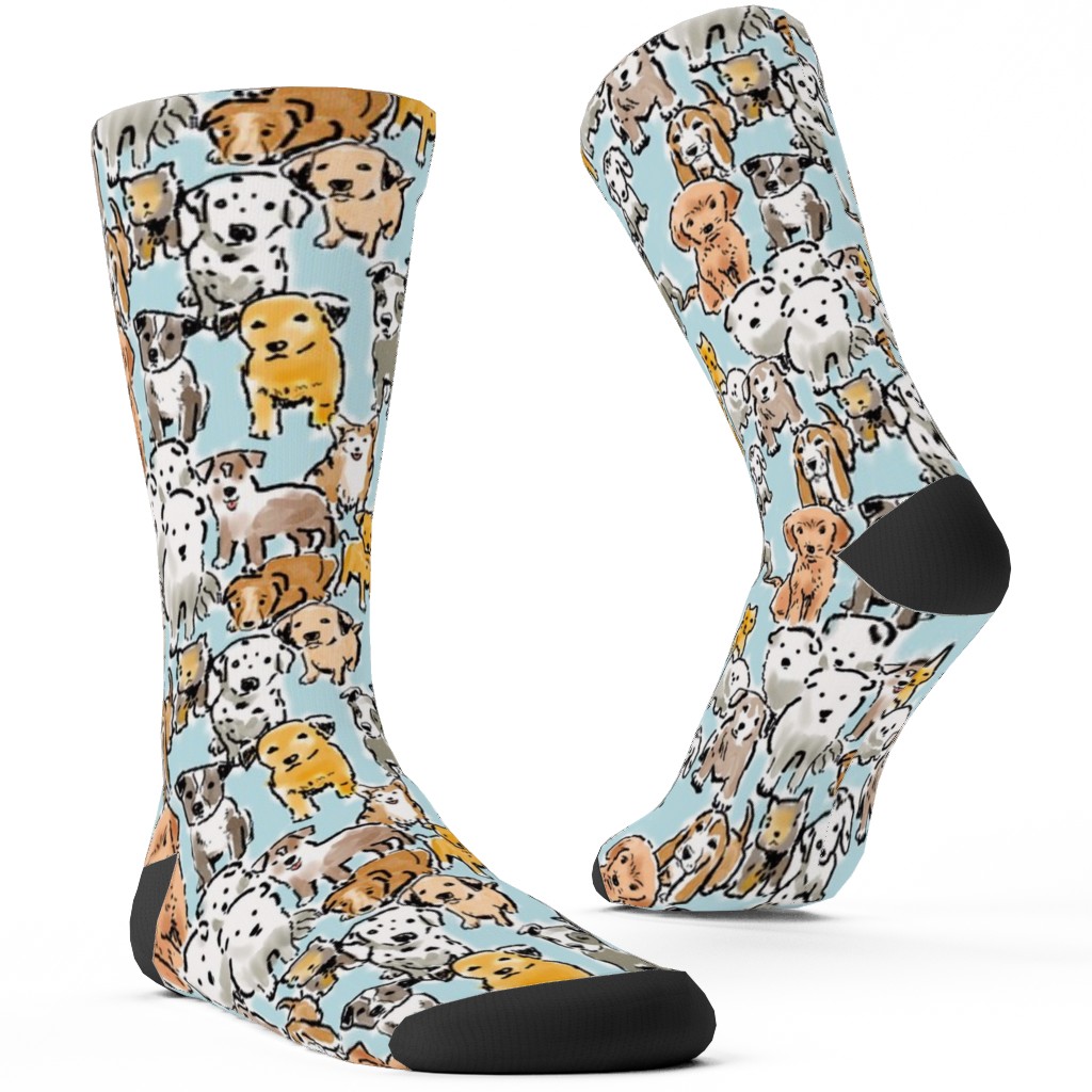 Puppies Custom Socks, Blue, Hydrangea