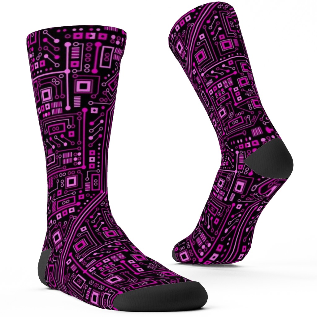 Short Circuits Custom Socks, Pink, Summer Plum
