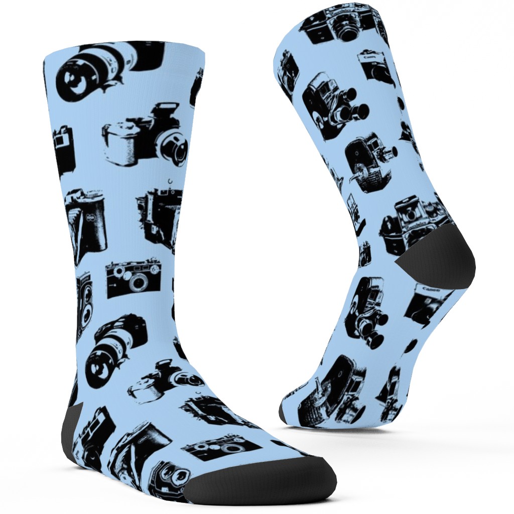 Retro Cameras Custom Socks, Blue, Powder