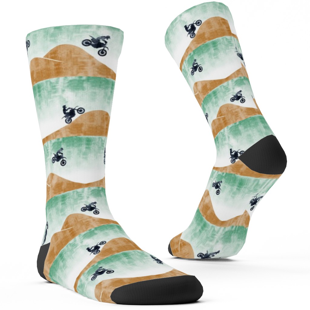 Motocross Dirt Bike Custom Socks, Multicolor, Spring Green