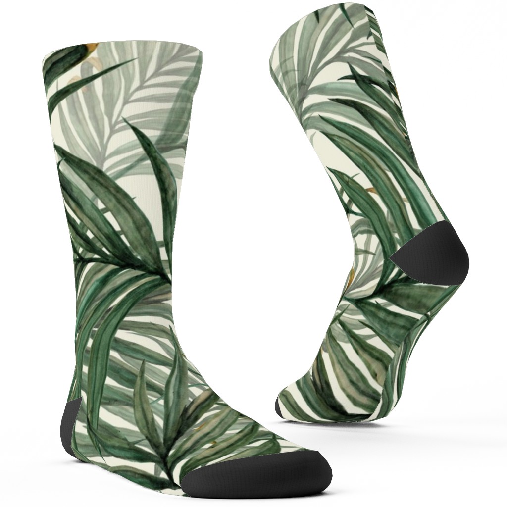 Palm Leaves King Pineapple Custom Socks, Green
