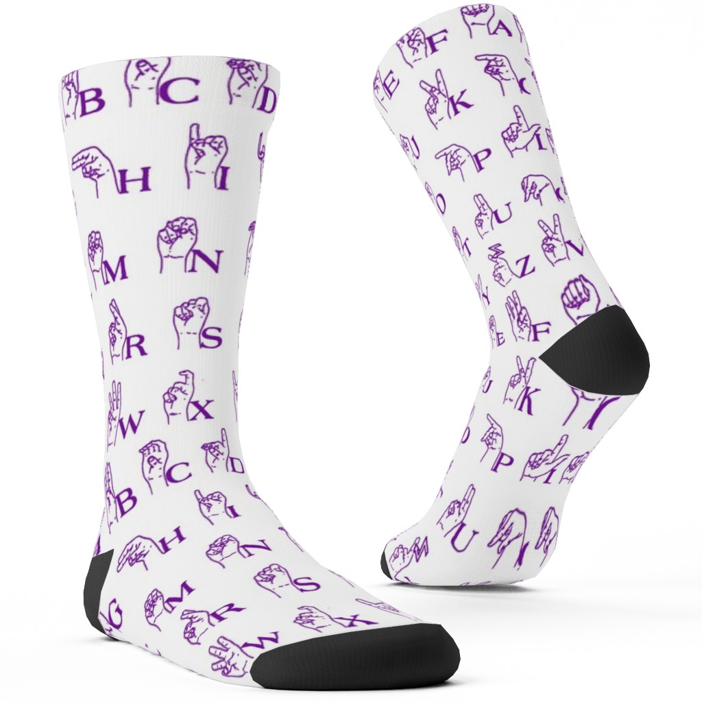 Sign Language Alphabet Custom Socks, Purple, Crystal Ball