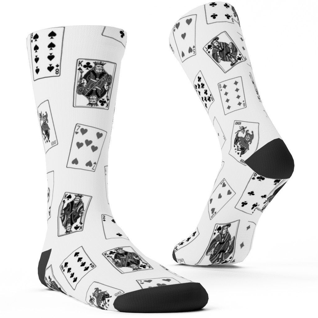 Scattered Playing Cards Custom Socks, White