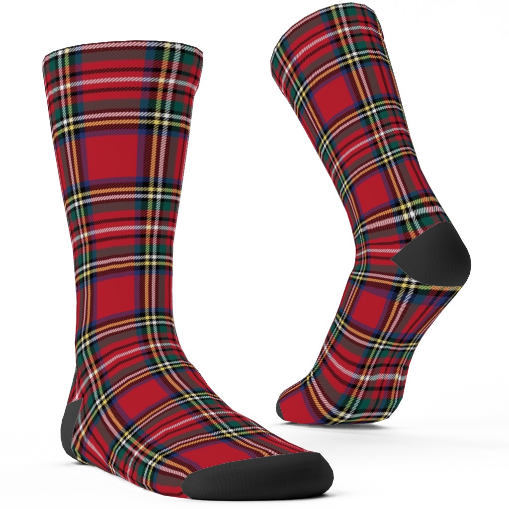 Royal Stewart Tartan Style Repeat Perfect for Christmas Custom Socks, Red