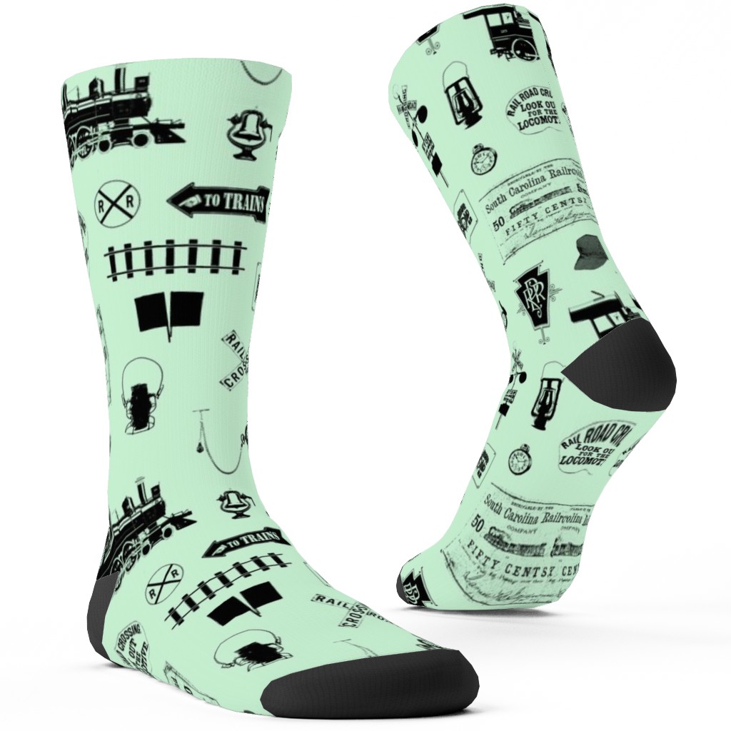 Railroad Custom Socks, Green, Frosted Glass