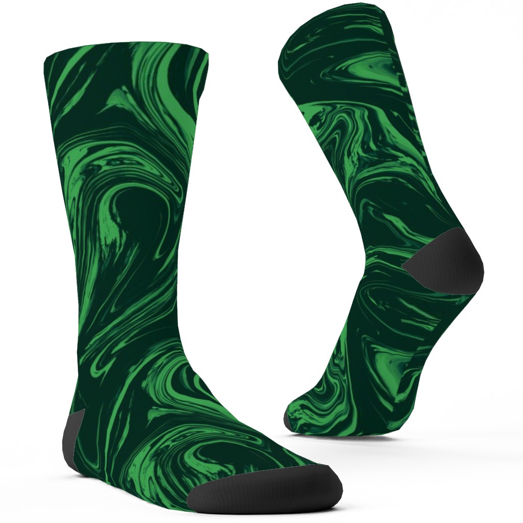 Marbled Paper - Deep Emerald Custom Socks, Green