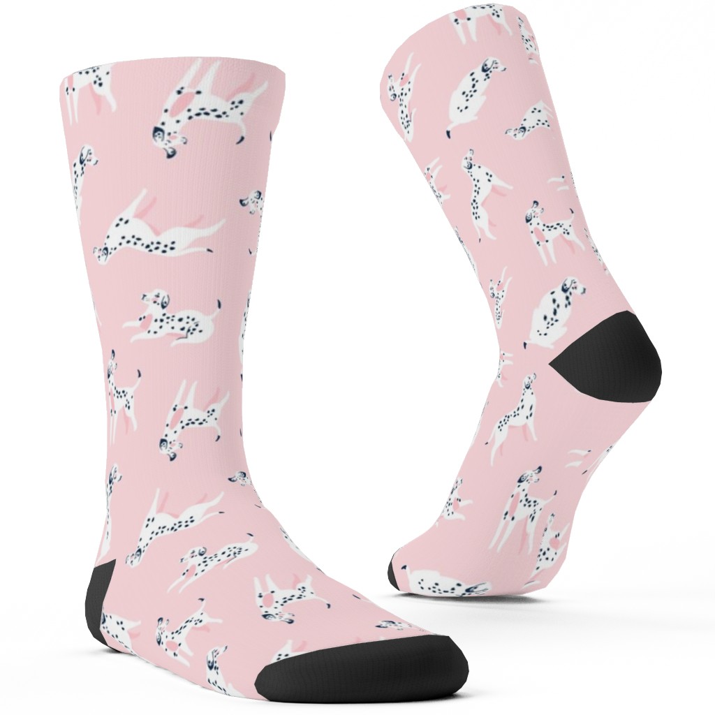 Funny Dalmatian - Pink Custom Socks, Pink