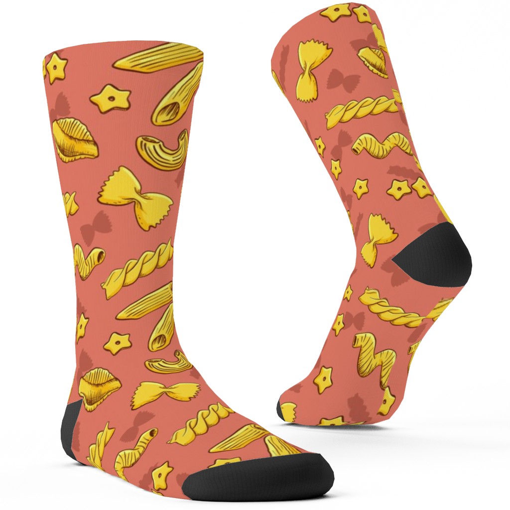 Pasta Custom Socks, Orange, Light Salmon