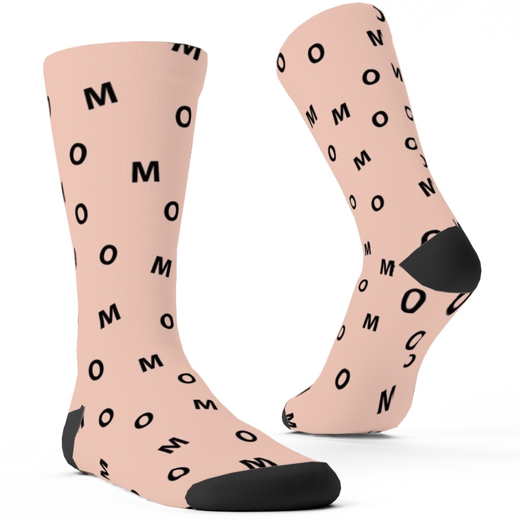 Sweet Mom Typography - Pale Nude Custom Socks, Pink