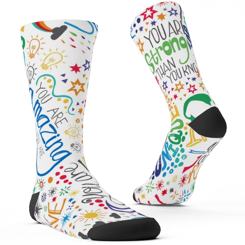 Affirmations Custom Socks, Multicolor, White