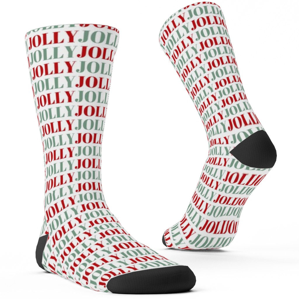 Jolly Print Repeat Custom Socks, Red, Red