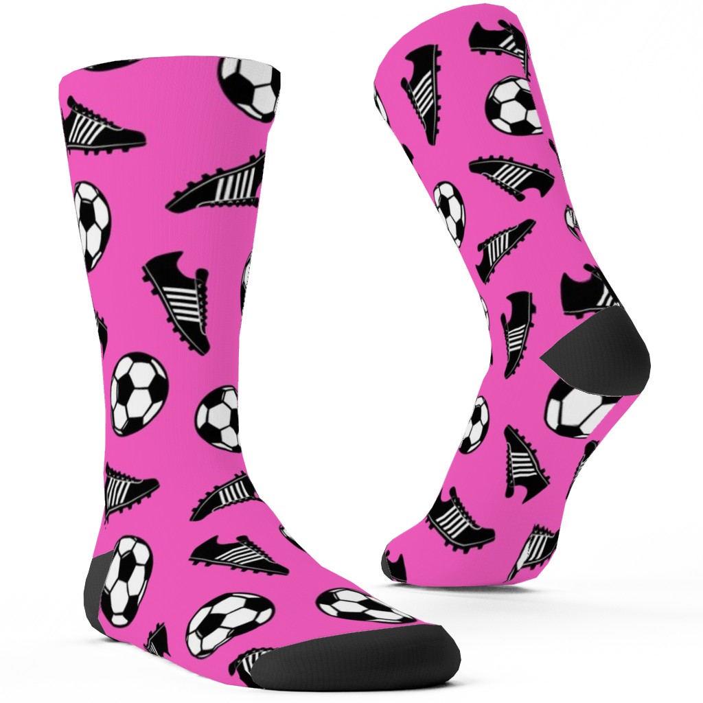 Soccer Balls and Cleats Custom Socks, Pink