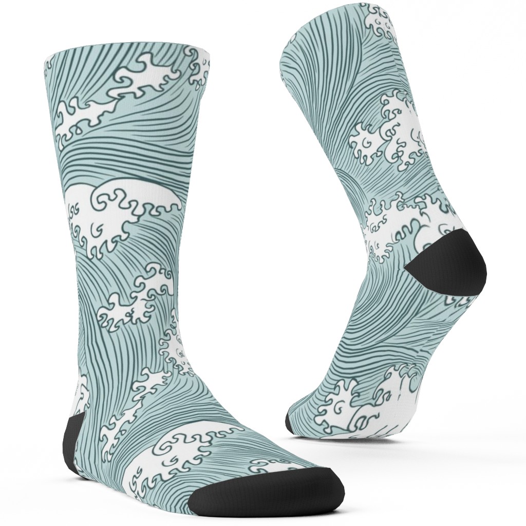 Japanese Waves Custom Socks, Blue