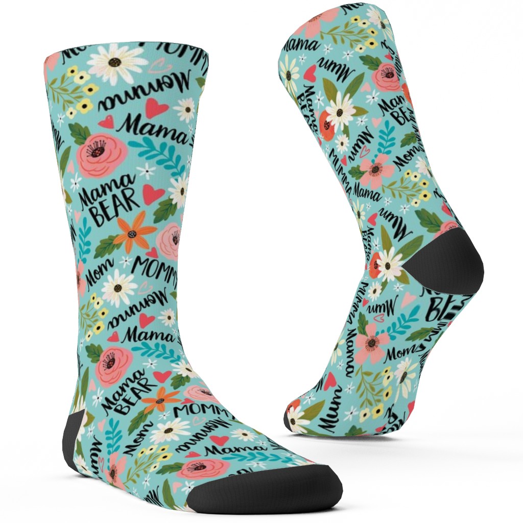 Mom's the Word - Multi Custom Socks, Blue