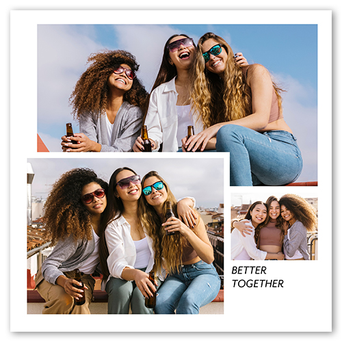 Modern Collage of Three, -12x12-White