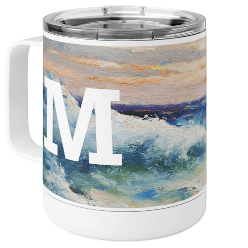 Crashing Waves Custom Text Stainless Steel Mug, 10oz, Multicolor