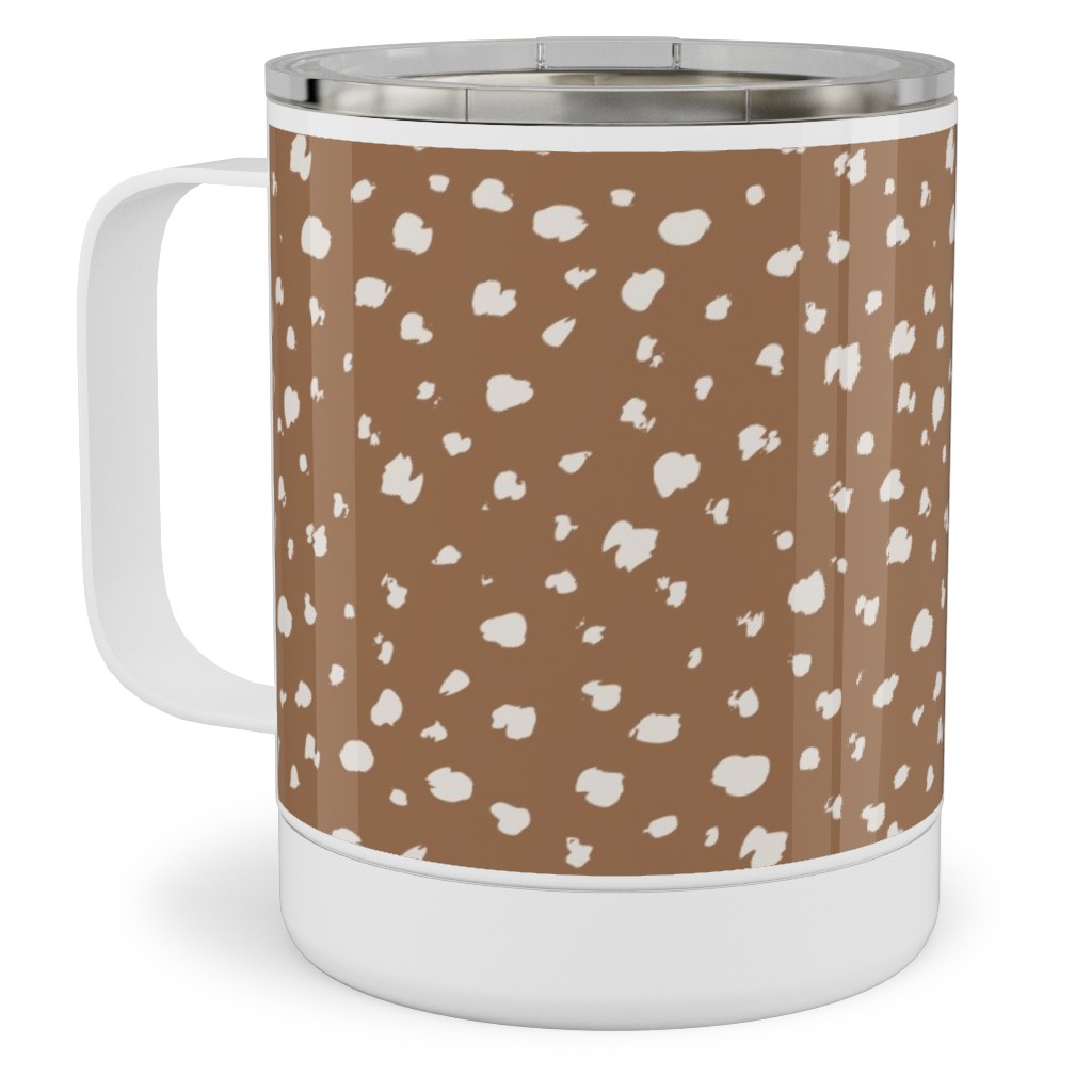 Fawn Spots - Dark Stainless Steel Mug, 10oz, Brown, Brown