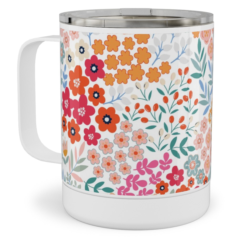 Summer Flower Stainless Steel Mug, 10oz, Multicolor