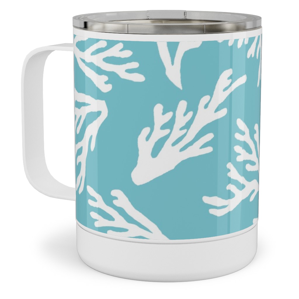 Coral - Turquoise Stainless Steel Mug, 10oz, Blue, True Blue