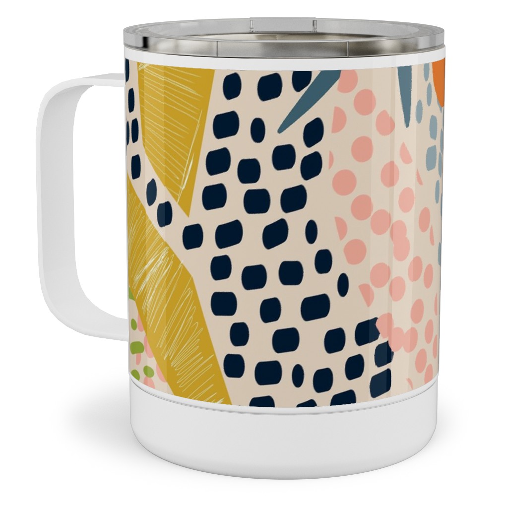 Tropical Foliage - Natural Retro - Multi Stainless Steel Mug, 10oz, Multicolor