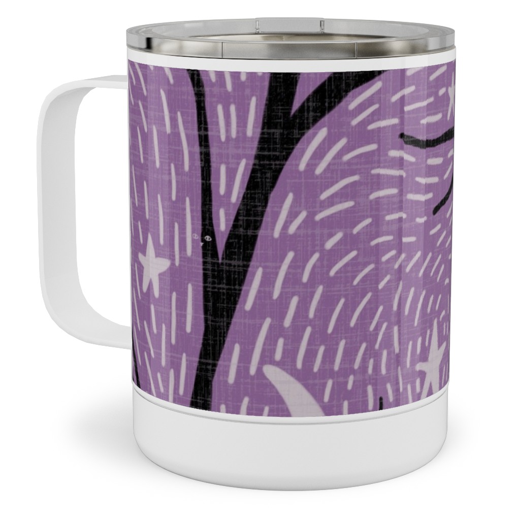 Spooky Night - Purple Stainless Steel Mug, 10oz, Purple