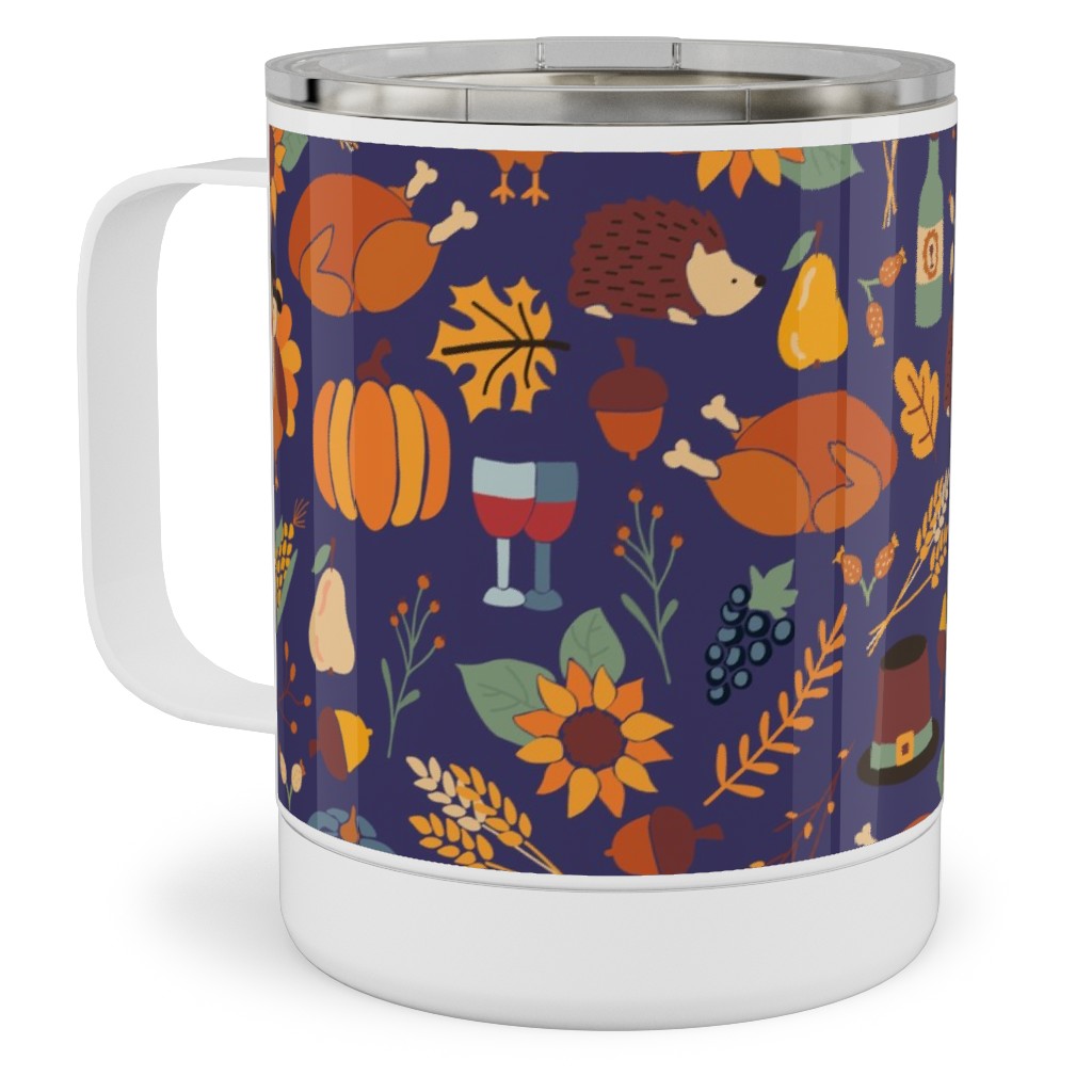 Thanksgiving Table Stainless Steel Mug, 10oz, Multicolor