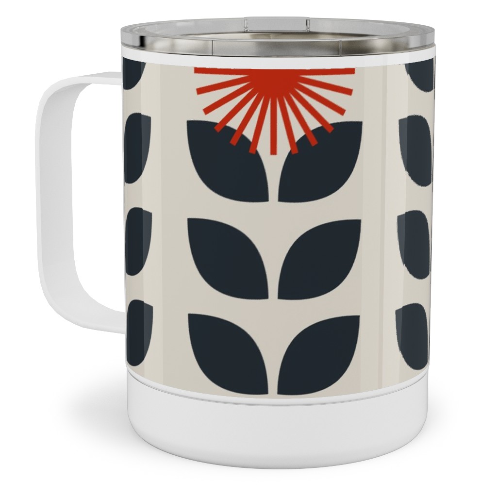 Scandinavian Climbing Vines - Neutral Stainless Steel Mug, 10oz, Beige, Pearl