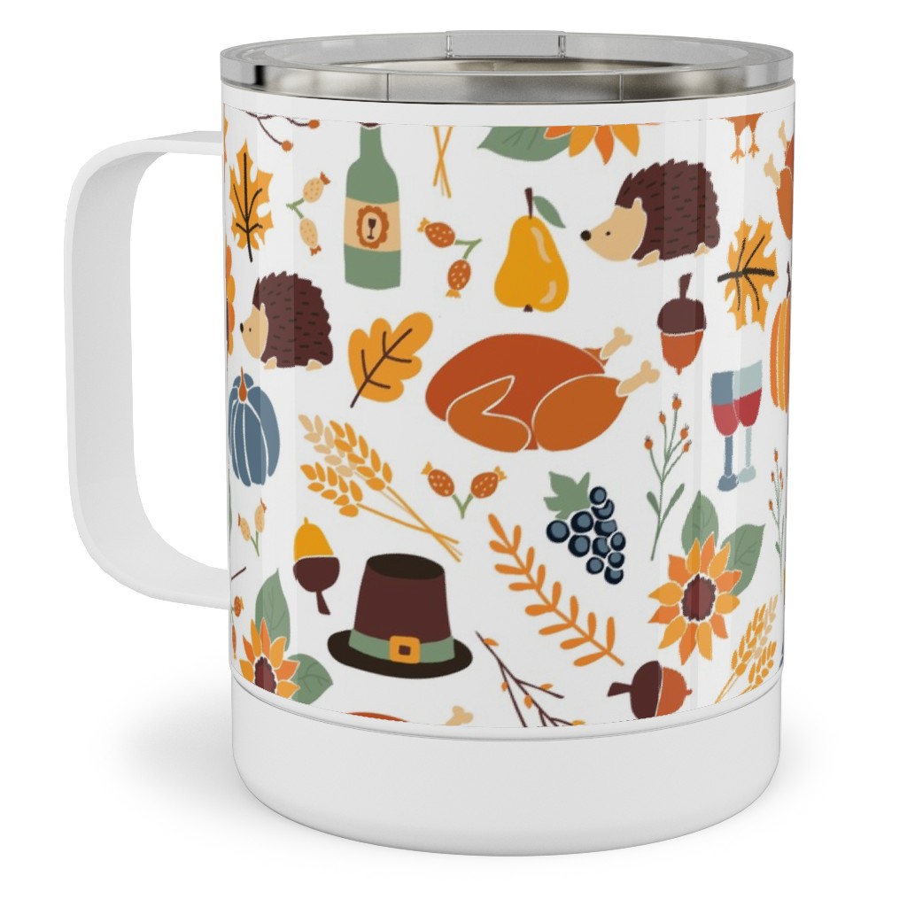 Thanksgiving Table Stainless Steel Mug, 10oz, Multicolor, Nutmeg