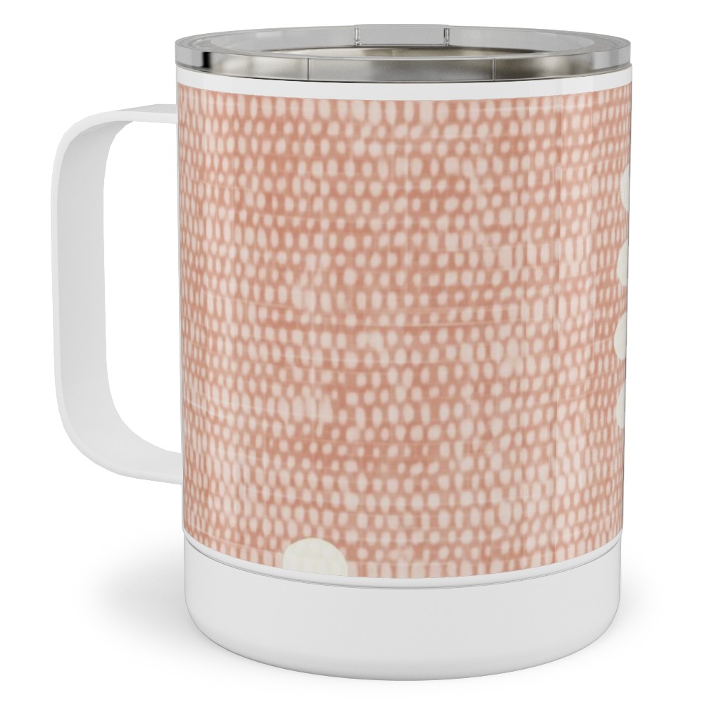 Block Print Fern - Dusty Pink Stainless Steel Mug, 10oz, Pink