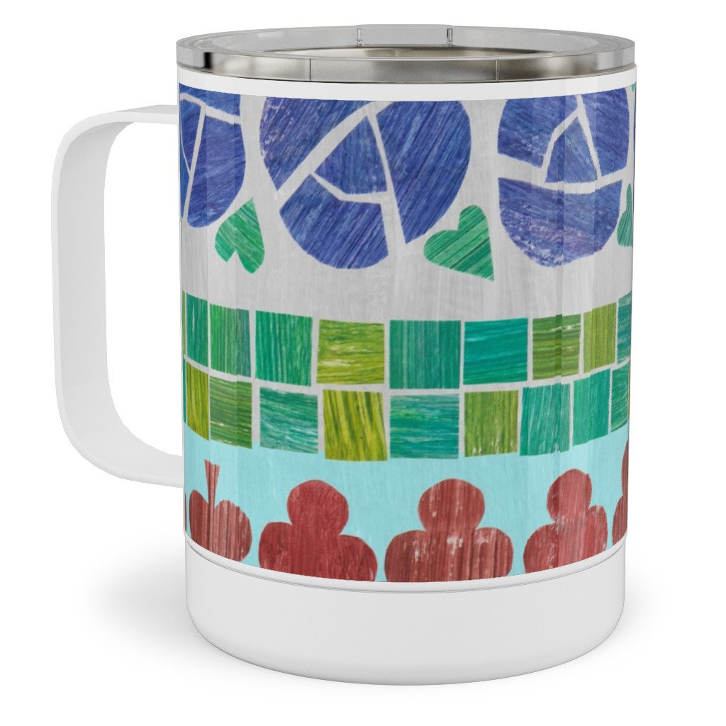 Abstract Wildflowers & Shapes - Multi Stainless Steel Mug, 10oz, Multicolor