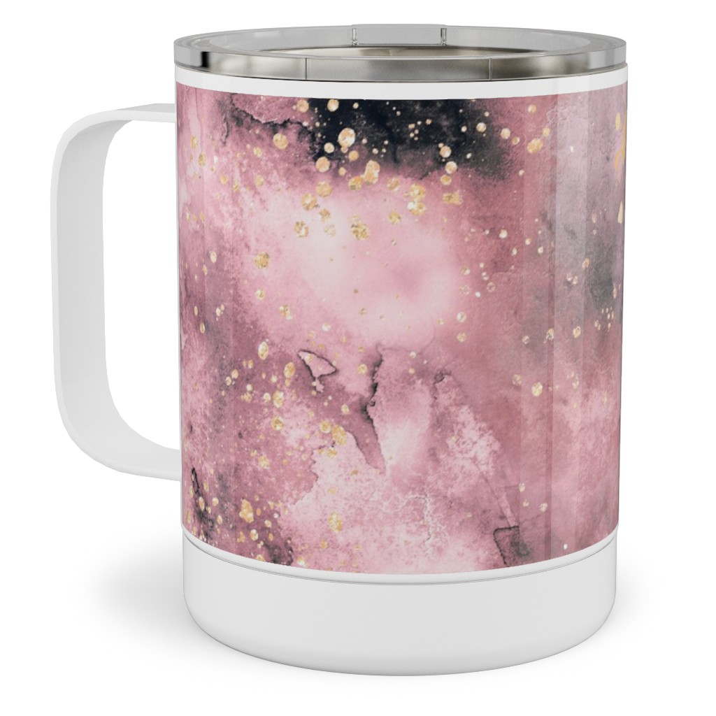 Watercolor Marble - Pink Stainless Steel Mug, 10oz, Pink