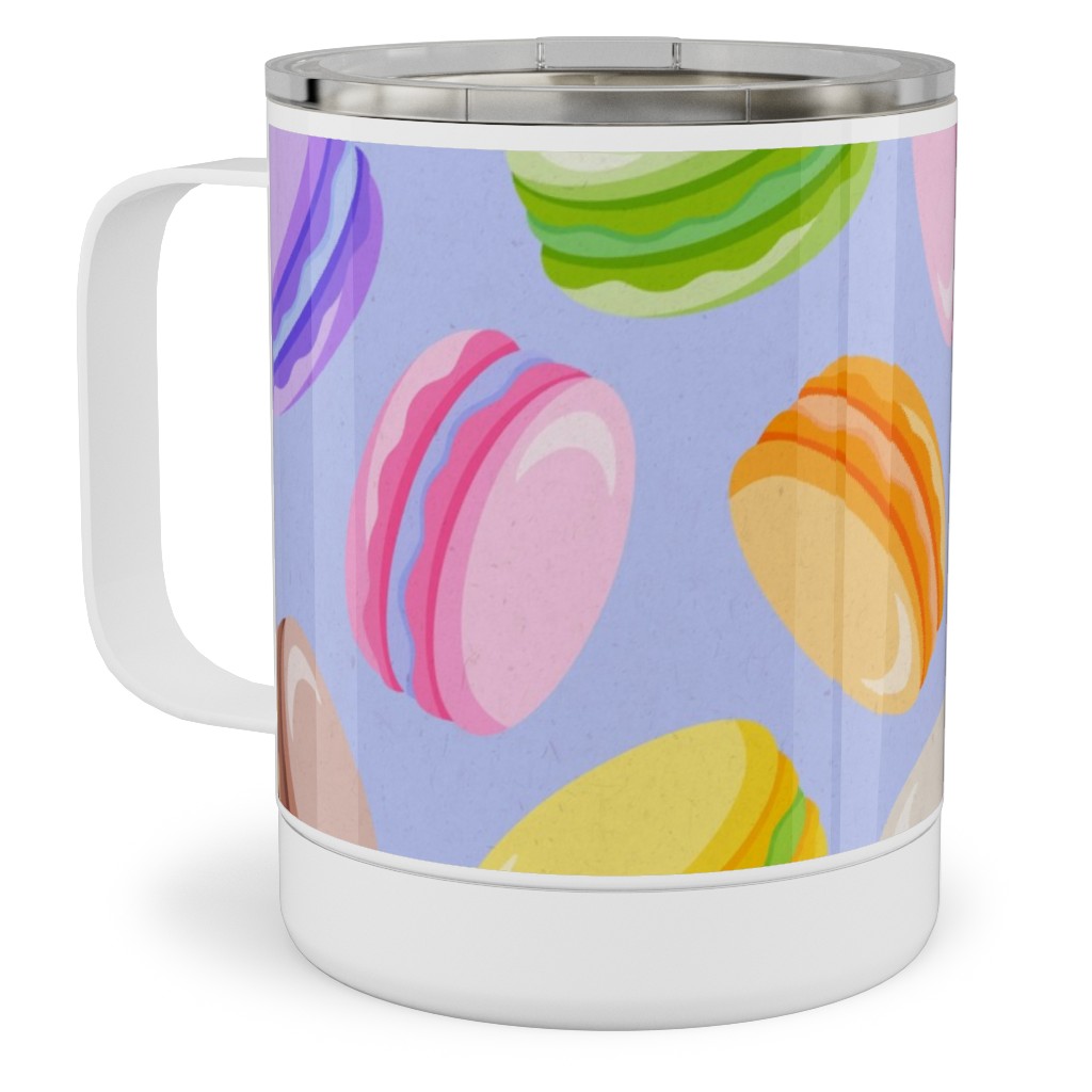 Pastel Macarons - Lavender Stainless Steel Mug, 10oz, Purple, Purple