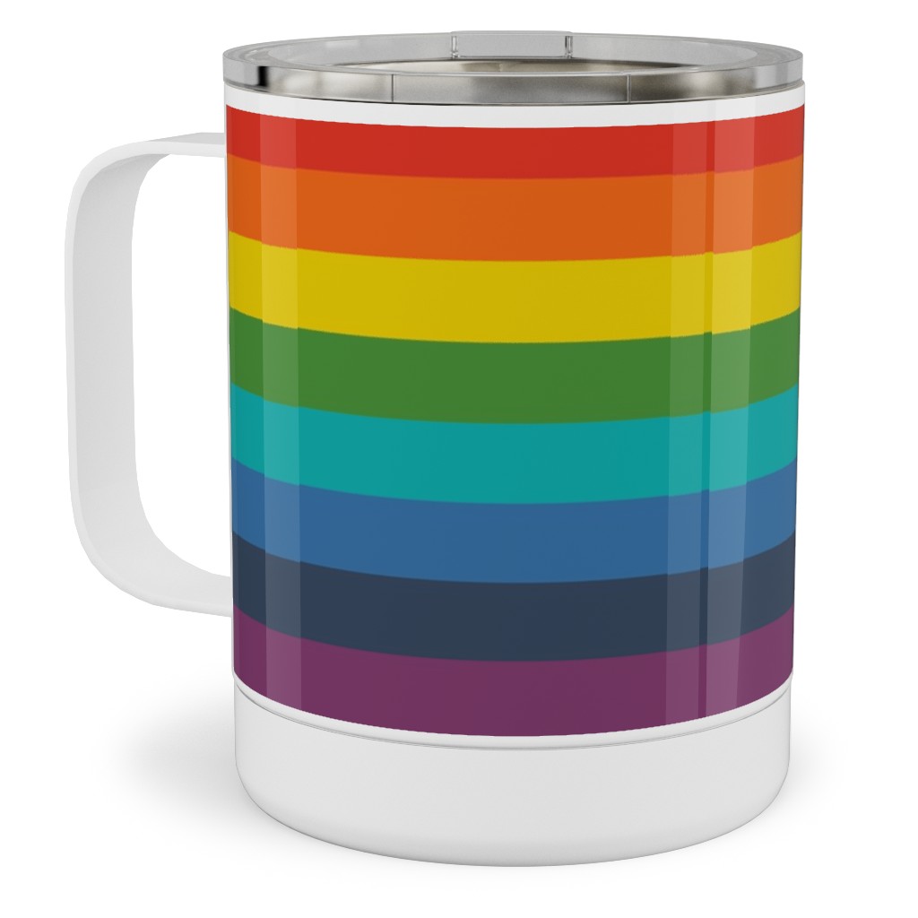 Colorful Live - Rainbow Stripe Stainless Steel Mug, 10oz, Multicolor