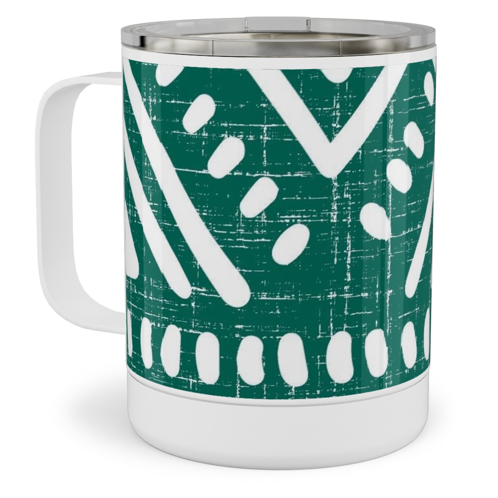Abstract Diamond Stainless Steel Mug, 10oz, Green