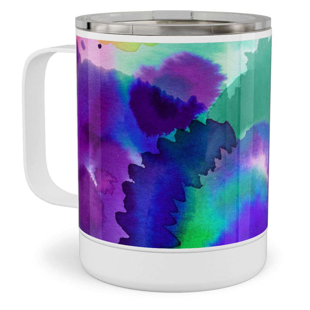 Abstract Floral Watercolor - Multi Stainless Steel Mug, 10oz, Multicolor