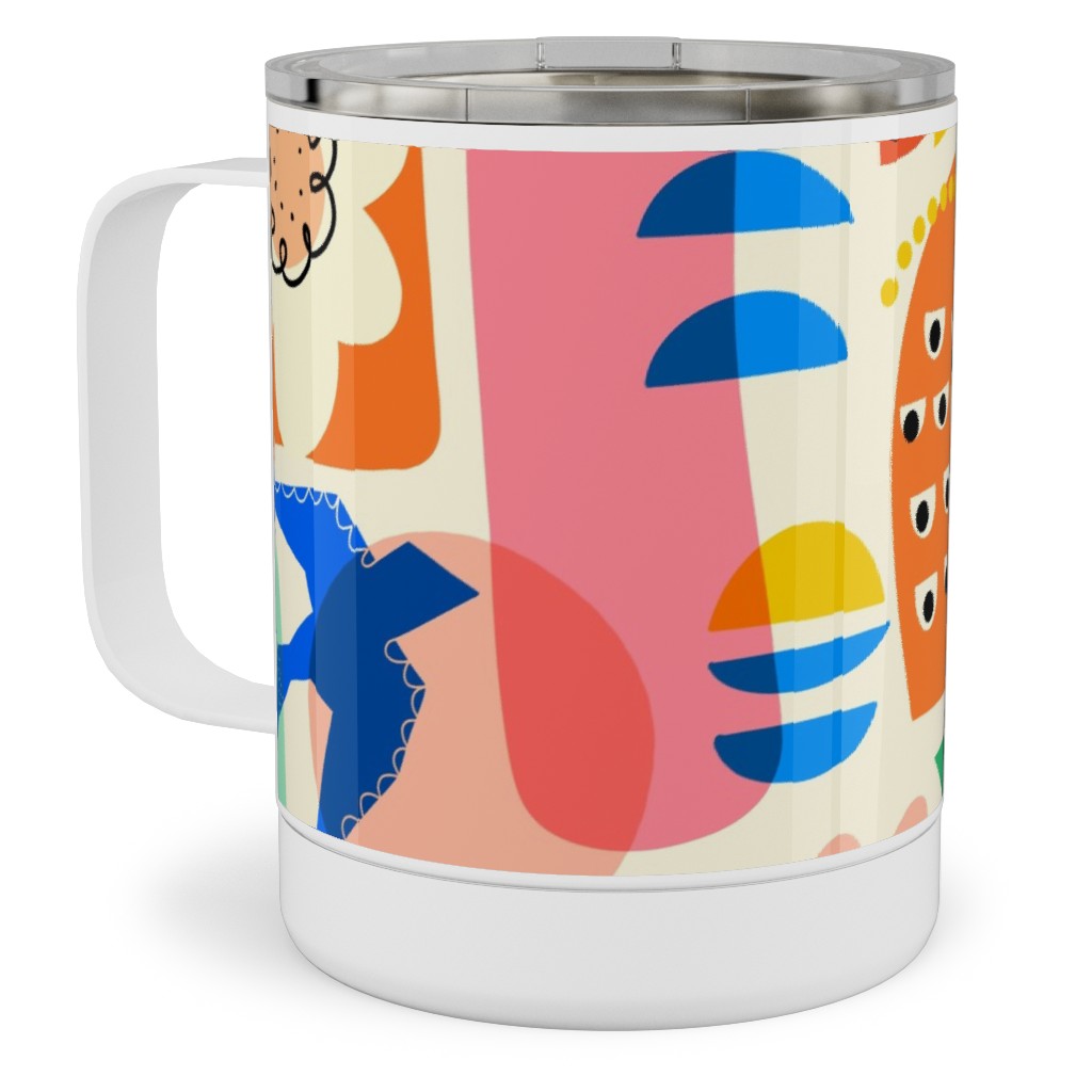 Abstract Flowers Insulated Coffee Mug, 10oz Stainless Steel Travel