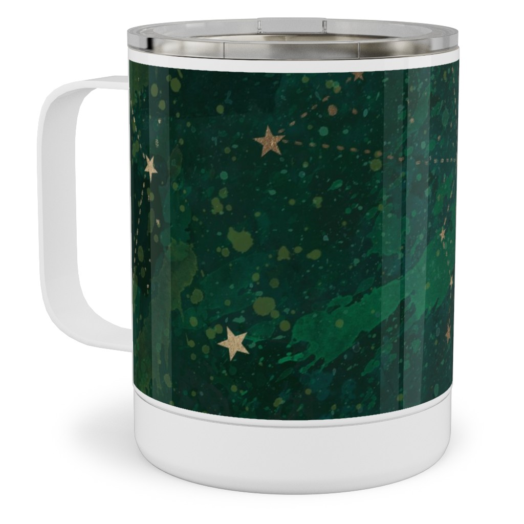 Moon and Stars - Green Stainless Steel Mug, 10oz, Green