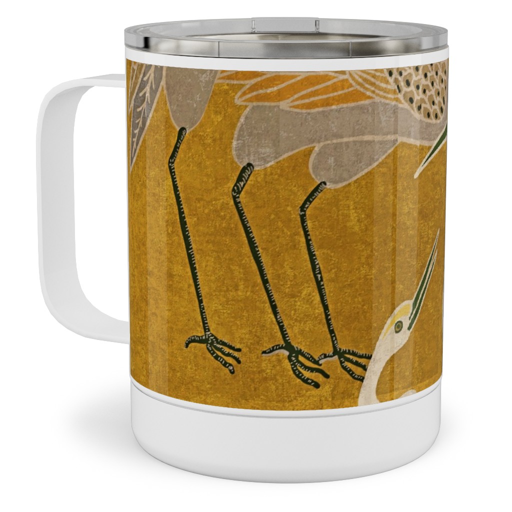 Deco Cranes - Golden Hour Stainless Steel Mug, 10oz, Yellow