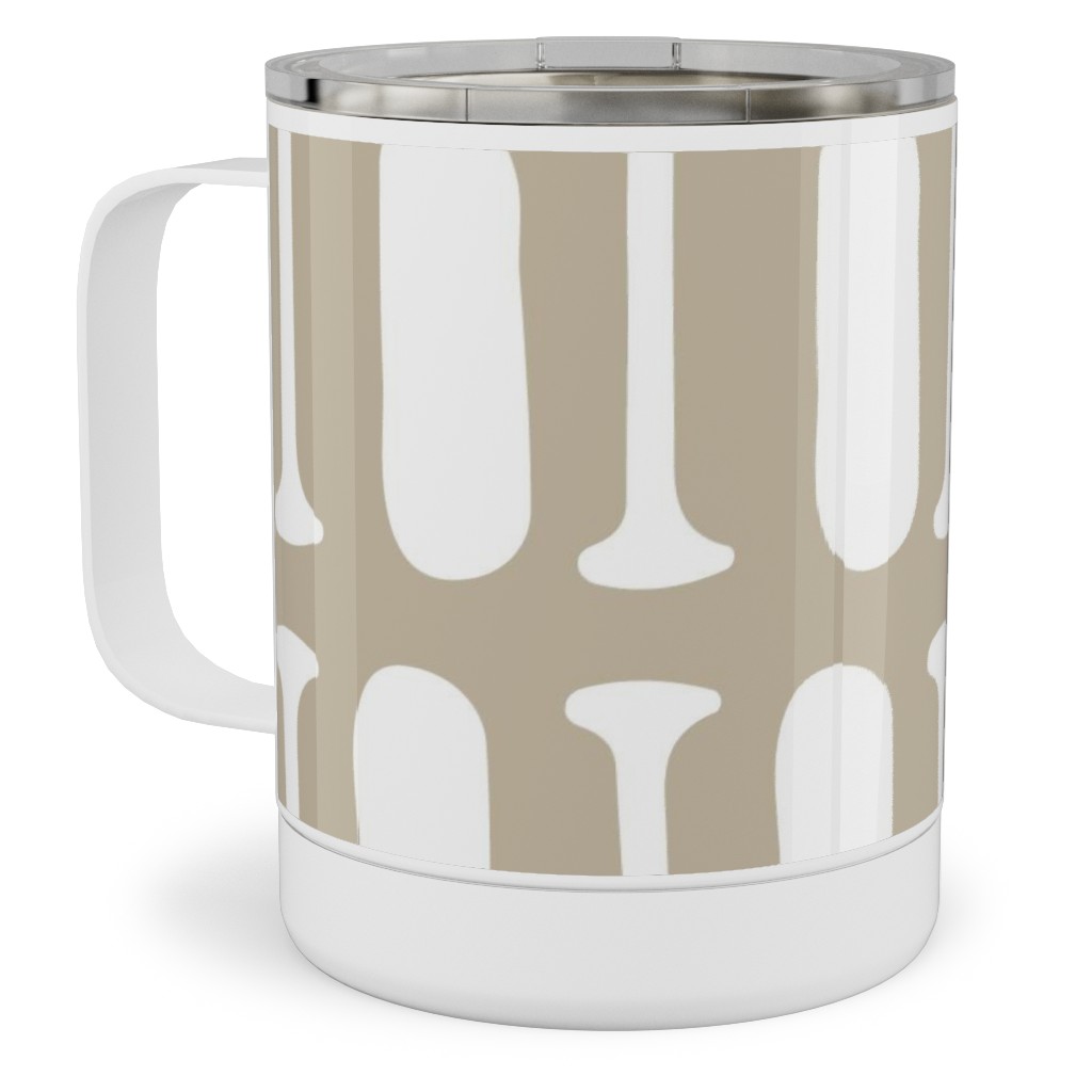 Nautical Boat Oars/Paddles - Neutral Beige Stainless Steel Mug, 10oz, Beige, Pearl