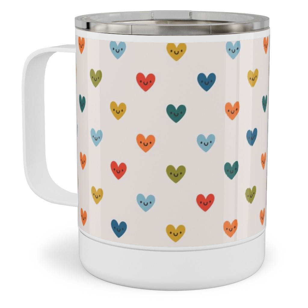 Cute Colored Hearts - Multi Stainless Steel Mug, 10oz, Multicolor