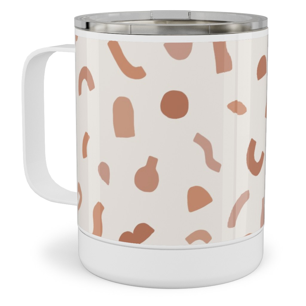 Organic Cut Shapes - Kaolin Clay Stainless Steel Mug, 10oz, Beige, Pearl