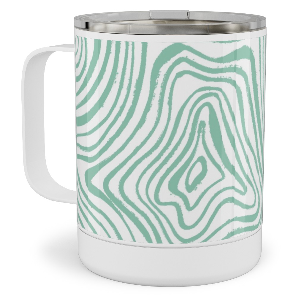 Abstract Wavy Lines - Green Stainless Steel Mug, 10oz, Green