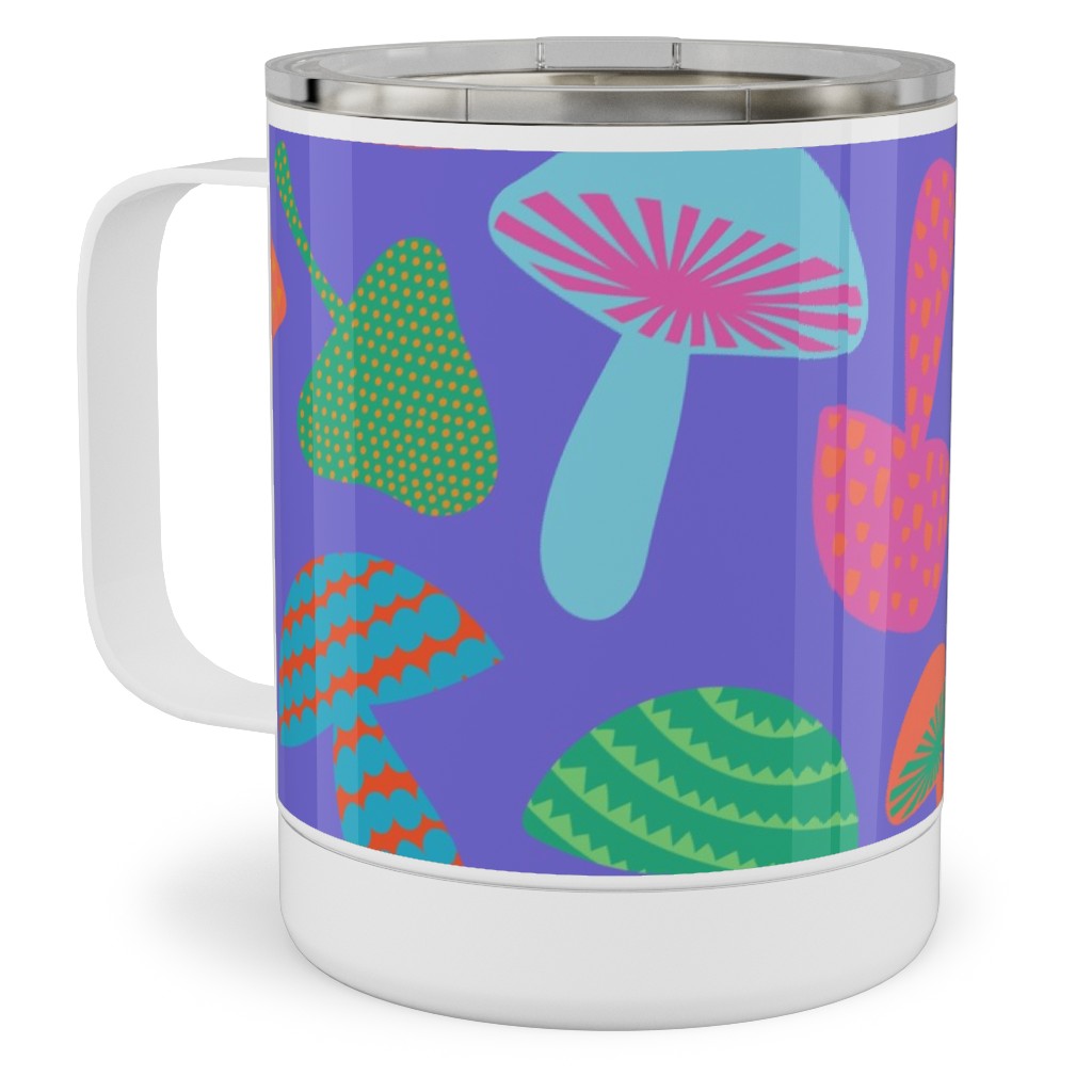 Mushroom Tossed - Bold Stainless Steel Mug, 10oz, Purple, Purple