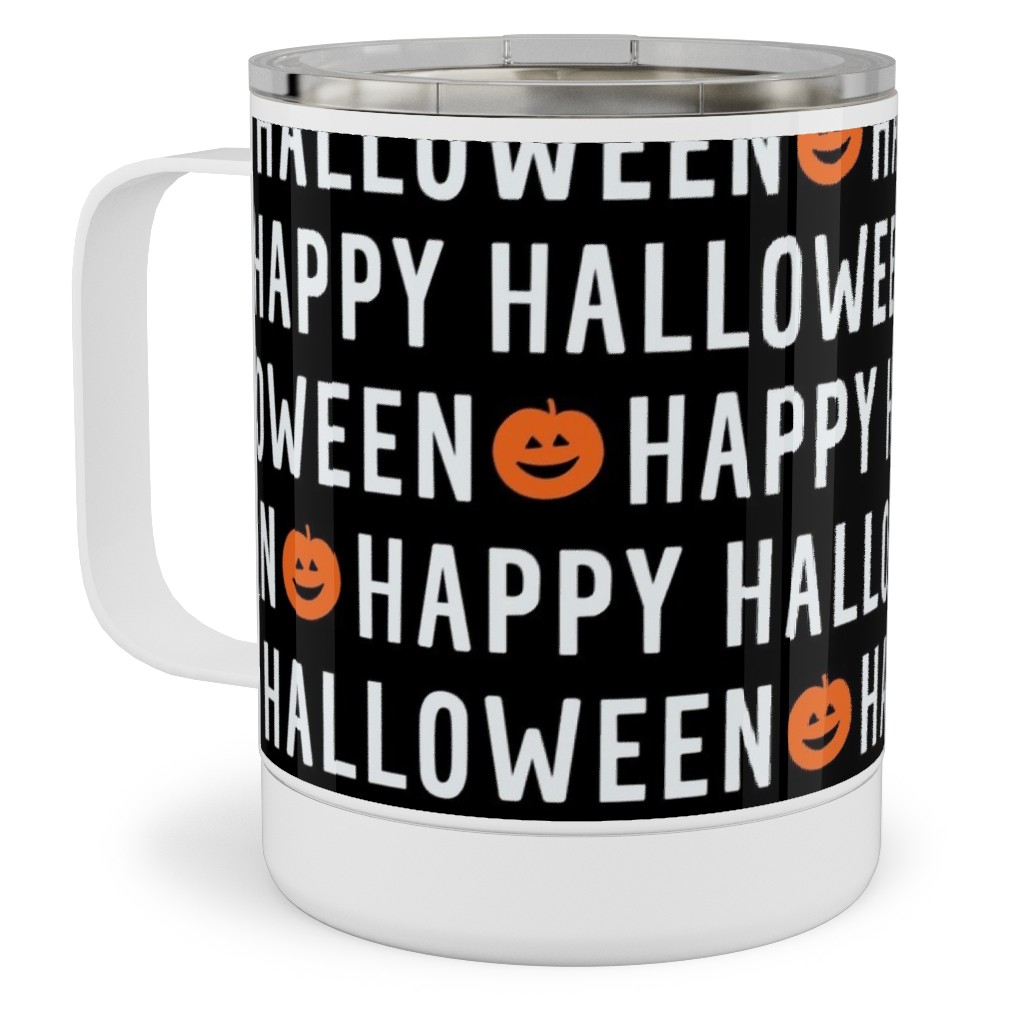 Happy Halloween Black Stainless Steel Mug, 10oz, Black