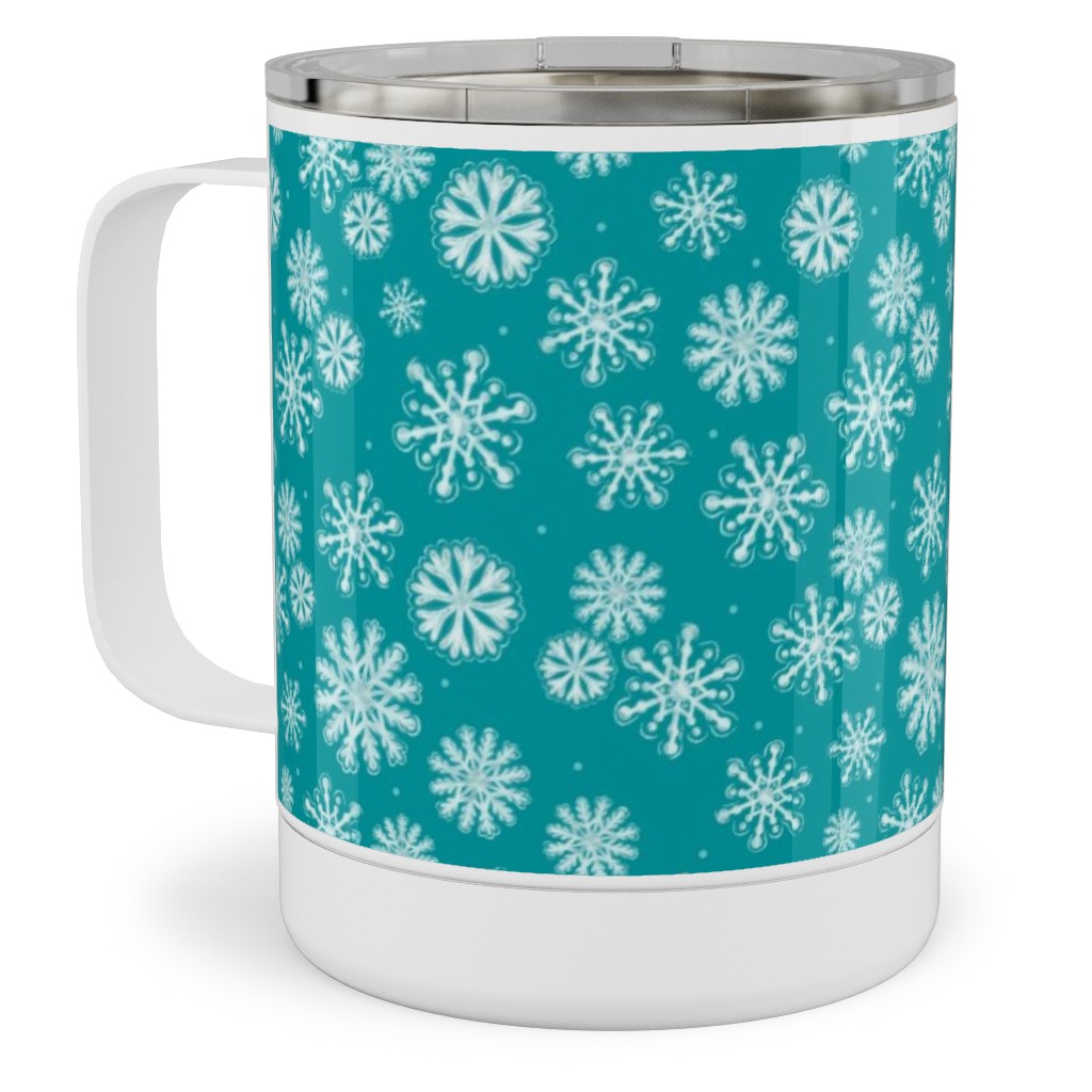Let It Snow Snowflakes - Blue Stainless Steel Mug, 10oz, Blue, True Blue