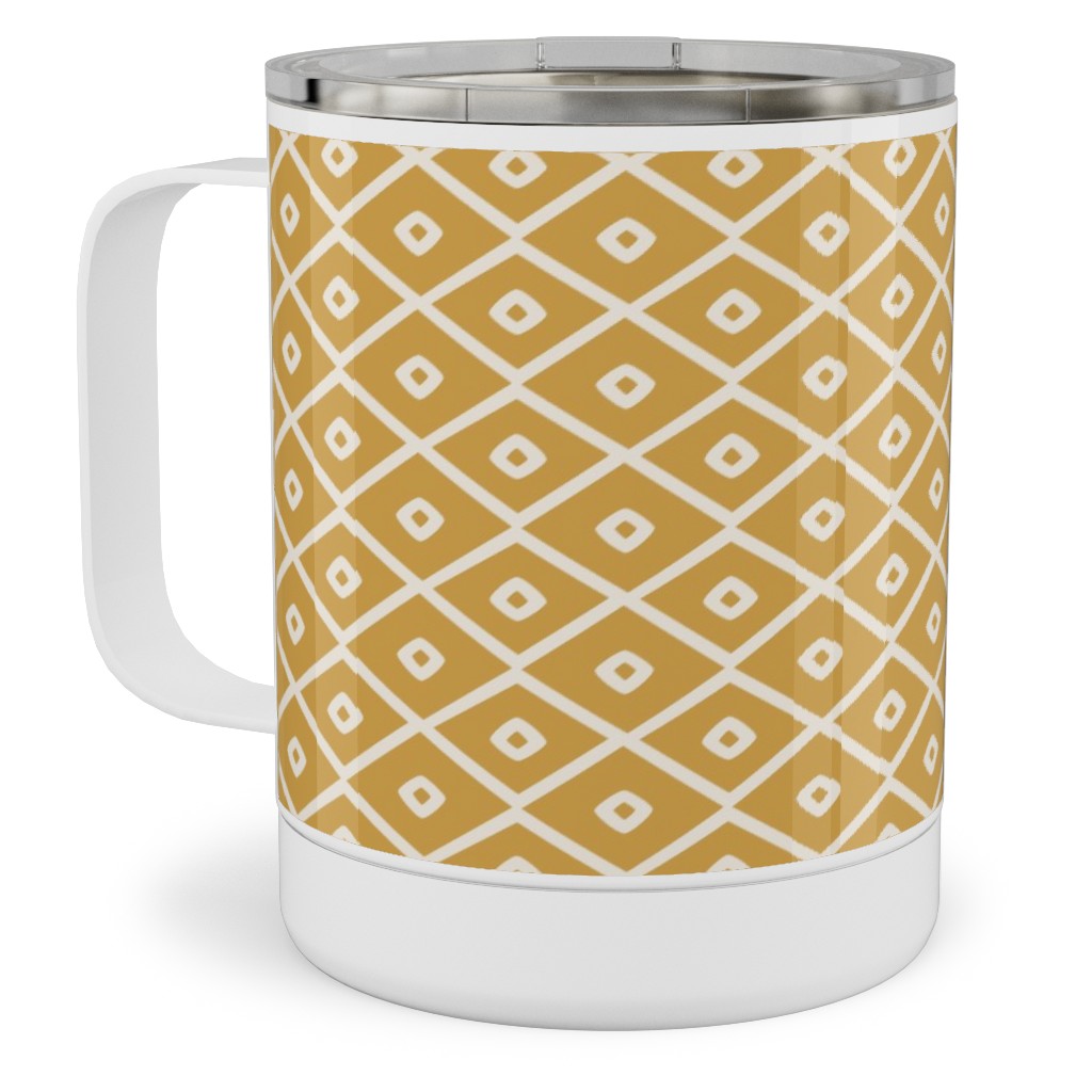 Pinecone Geo - Golden Stainless Steel Mug, 10oz, Yellow