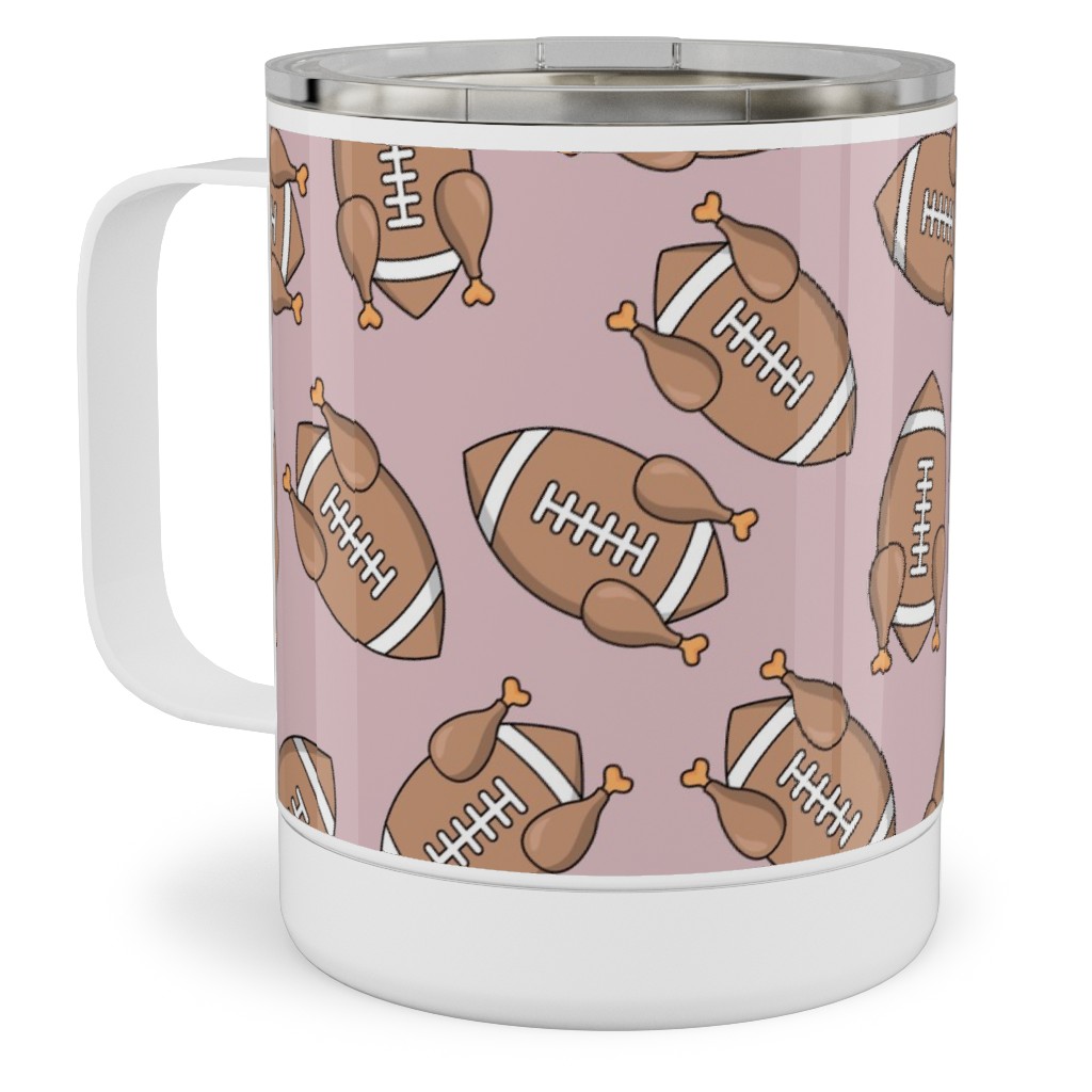 Turkey Football Stainless Steel Mug, 10oz, Orange, Rye