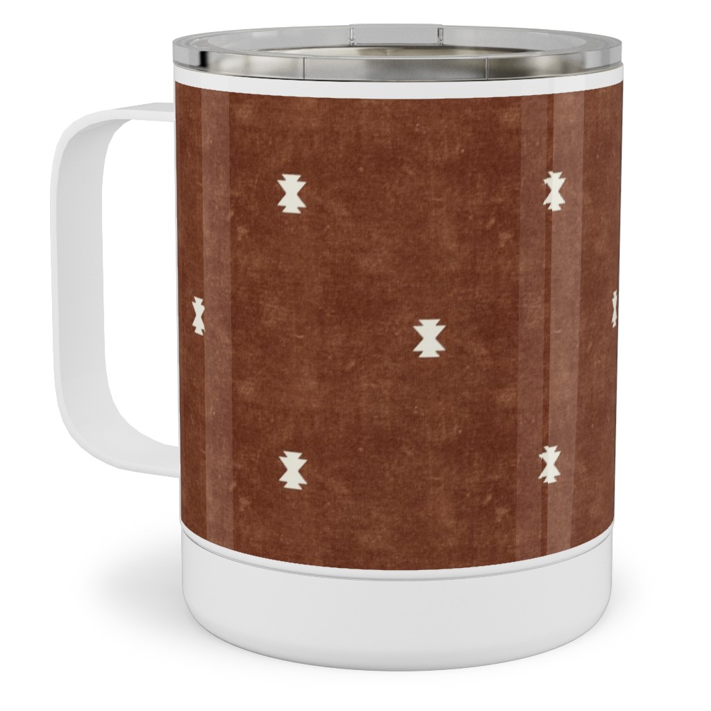 Bohemian Aztec Simple - Brandywine Stainless Steel Mug, 10oz, Brown