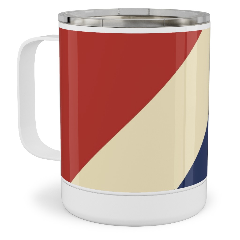 Camping Stripe Diagonal - Multi Stainless Steel Mug, 10oz, Multicolor