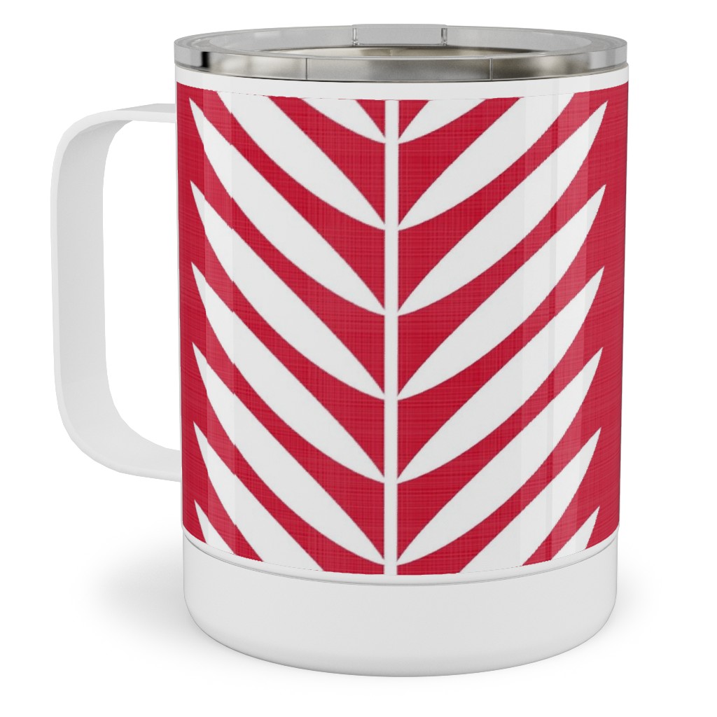 Laurel Leaf Stripe Stainless Steel Mug, 10oz, Red